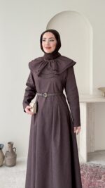 Naze Kot Elbise – Kahve - Görsel 5