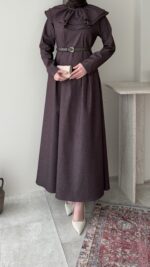 Naze Kot Elbise – Kahve - Görsel 6