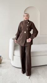 Hare Taşlı Takım - Kahve