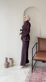 Miri Düğme Detaylı Takım - Mürdüm - Görsel 2