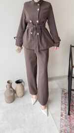 Miri Düğme Detaylı Takım – Kahve - Görsel 5