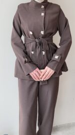 Miri Düğme Detaylı Takım – Kahve - Görsel 6