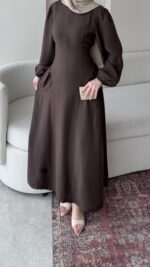 Talya Bağlama Detaylı Elbise – Kahve - Görsel 4