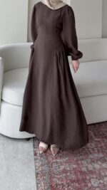 Talya Bağlama Detaylı Elbise – Kahve - Görsel 5