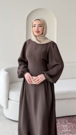 Talya Bağlama Detaylı Elbise – Kahve - Görsel 6