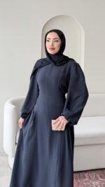 Talya Bağlama Detaylı Elbise – Lacivert - Görsel 3