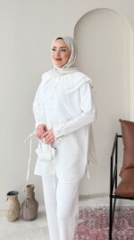 Fisto Detaylı Gömlek - Beyaz - Görsel 2