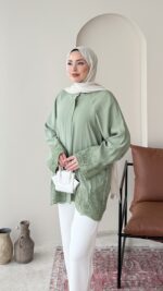 Nakışlı Gömlek - Yeşil - Görsel 2