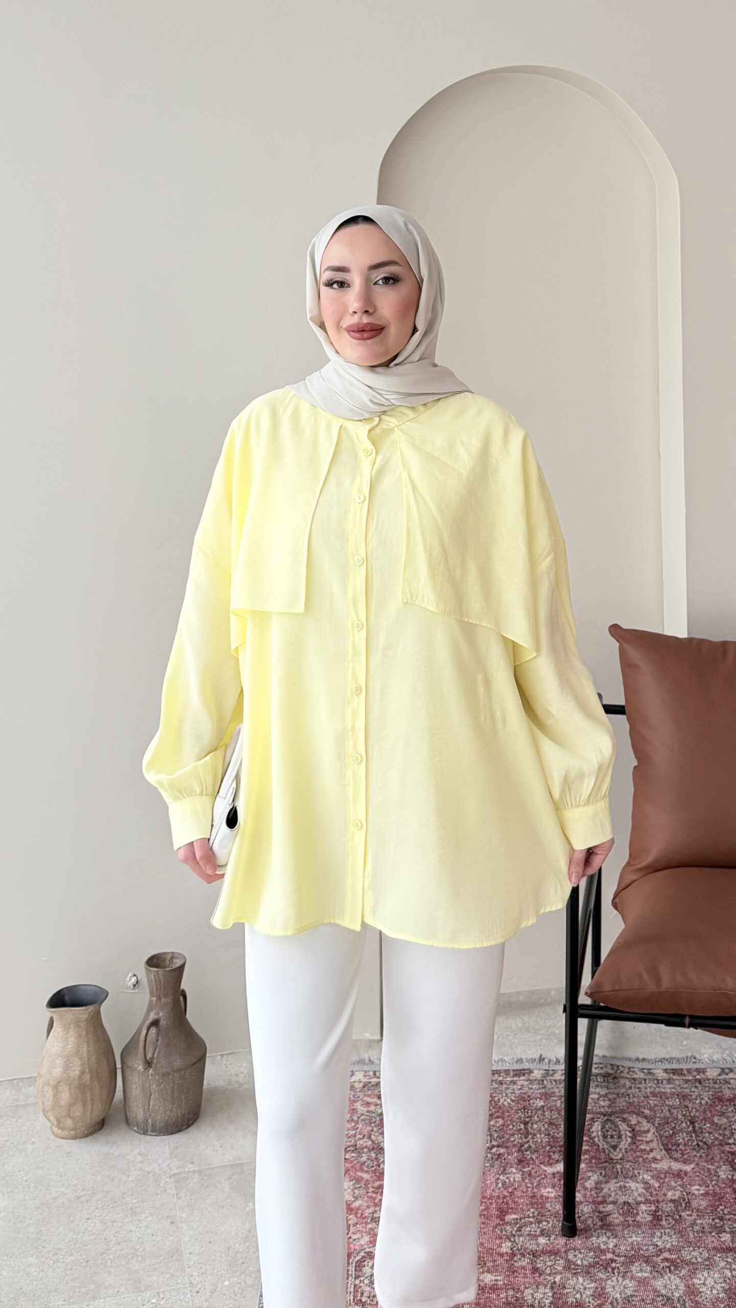 1771104431_0_6990e8af96faf.jpeg Desri Gömlek - Sarı - Görsel 1