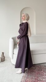 Ekose Bağlamalı İkili Takım - Mürdüm - Görsel 2