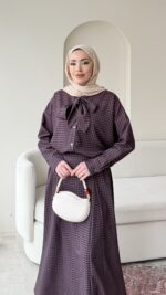 Ekose Bağlamalı İkili Takım - Mürdüm - Görsel 4