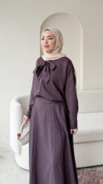 Ekose Bağlamalı İkili Takım - Mürdüm - Görsel 5