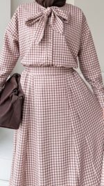 Ekose Bağlamalı İkili Takım – Kahve - Görsel 7