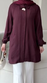 Melly Modal Gömlek - Mürdüm - Görsel 3