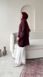 Melly Modal Gömlek - Mürdüm - Görsel 6