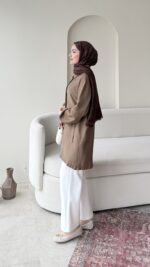 Melly Modal Gömlek - Camel - Görsel 6