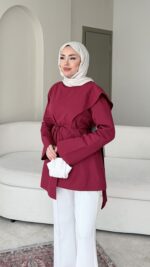 Helen Gömlek - Bordo - Görsel 2