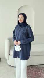 Parıltı Gömlek - Lacivert - Görsel 2