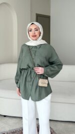 Nara Jakarlı Gömlek - Yeşil - Görsel 2