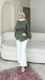 Nara Jakarlı Gömlek - Yeşil - Görsel 3