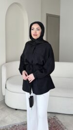 Nara Jakarlı Gömlek - Siyah - Görsel 2