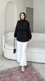 Nara Jakarlı Gömlek - Siyah - Görsel 3