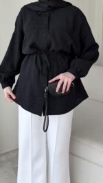 Nara Jakarlı Gömlek - Siyah - Görsel 4