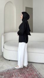 Nara Jakarlı Gömlek - Siyah - Görsel 6