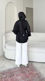 Nara Jakarlı Gömlek - Siyah - Görsel 7