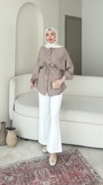 Nara Jakarlı Gömlek - Vizon - Görsel 3