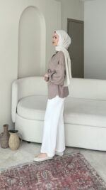 Nara Jakarlı Gömlek - Vizon - Görsel 4