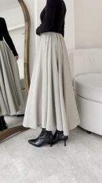 Ekose Pileli Etek - Vizon - Görsel 2