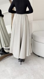 Ekose Pileli Etek - Vizon - Görsel 3