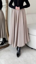 Ekose Pileli Elbise - Bordo - Görsel 3