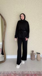 Berli Düğmeli Oyşo Takım  - Siyah - Görsel 2