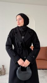 OlÂ Premium Kaşe Kaban - Siyah - Görsel 5