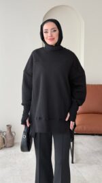 Efin Kesimli Sweat - Siyah - Görsel 5