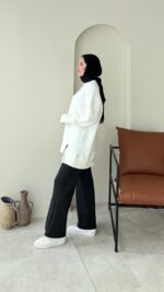 Efin Kesimli Sweat - Beyaz - Görsel 4