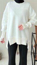 Efin Kesimli Sweat - Beyaz - Görsel 7