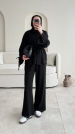 Vena Bağlamalı Oyşo Takım - Siyah - Görsel 6