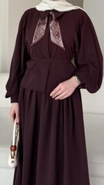 Sibil Fularlı Takım - Mürdüm - Görsel 4